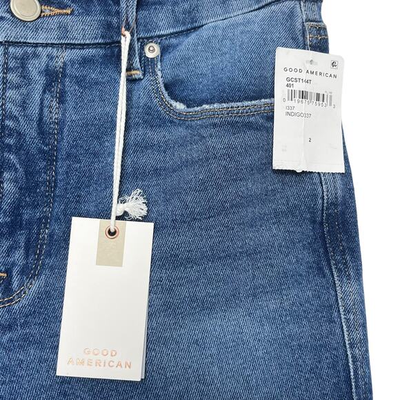 Good American Good Curve Straight Jeans 2 26 High Rise Distressed Stretch Denim - Picture 5 of 12